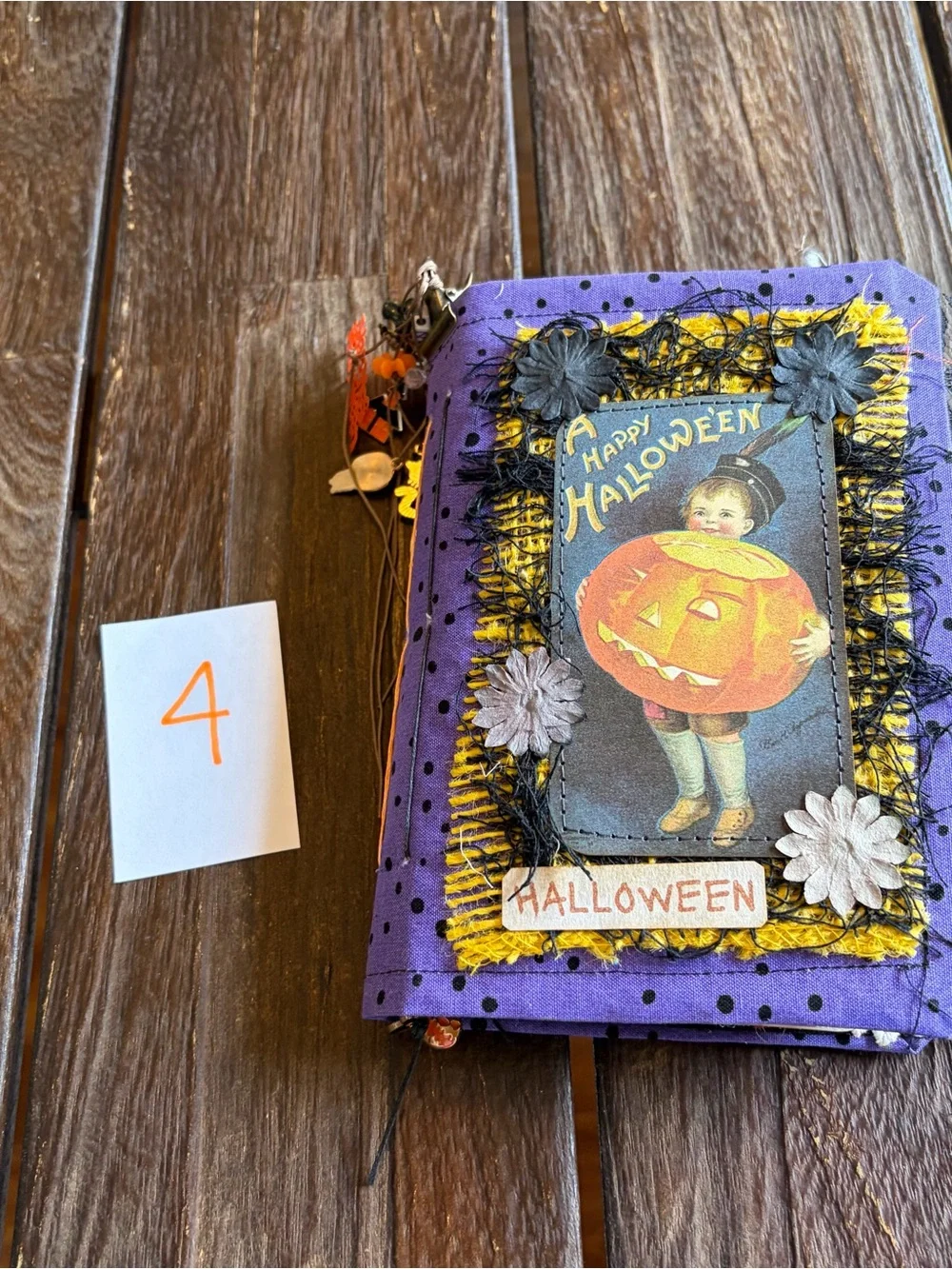 Halloween Junk Journal Small Handmade Decorated Pumpkin Happy Halloween 3 Sig